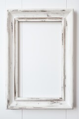 Distressed white shabby chic frame isolated on white background