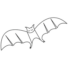 Halloween bat continuous hand drawn single line art drawing vector illustration of style