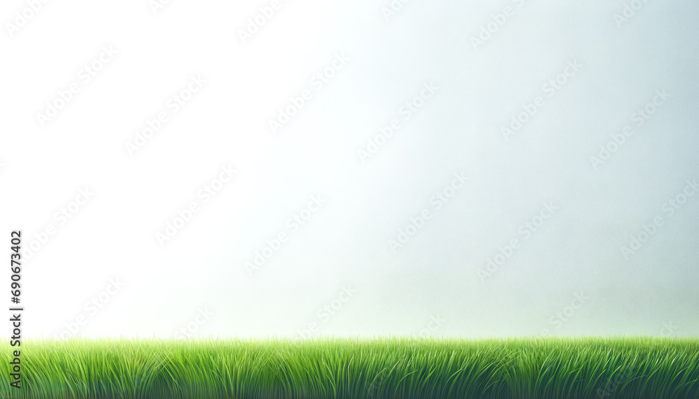 Poster fresh green grass on an isolated white gradient background. generative ai