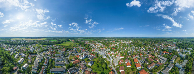 Gauting im Landkreis Starnberg im Luftbild, 360 Grad Rundblick über die Region