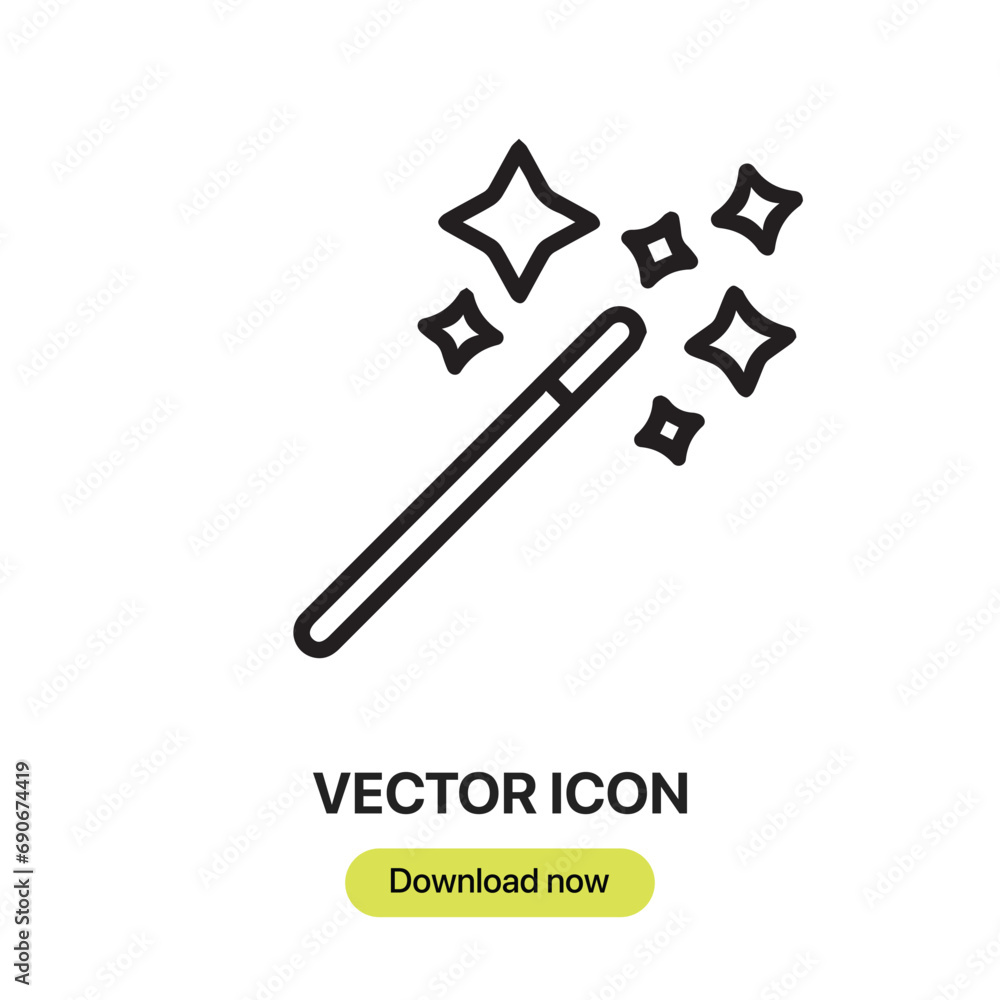 Aufkleber Magic Wand icon vector. Linear-style sign for mobile concept and web design. Magic Wand symbol illustration. Pixel vector graphics - Vector.
