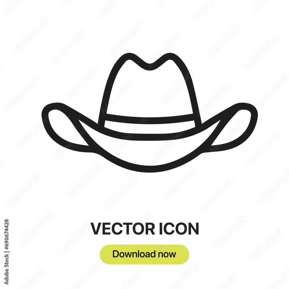Poster cowboy hat icon vector. linear-style sign for mobile concept and web design. cowboy hat symbol illus