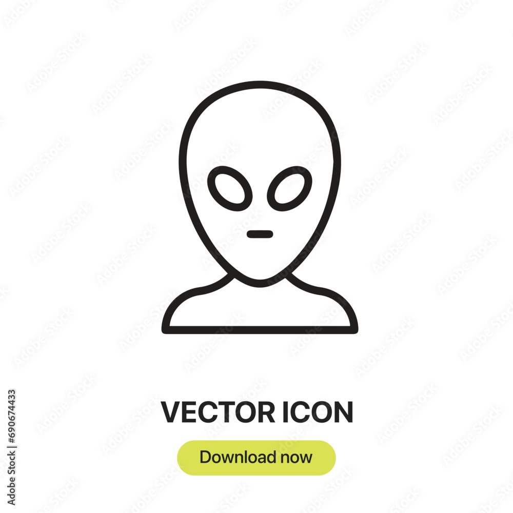 Aufkleber Alien Mask icon vector. Linear-style sign for mobile concept and web design. Alien Mask symbol illustration. Pixel vector graphics - Vector.