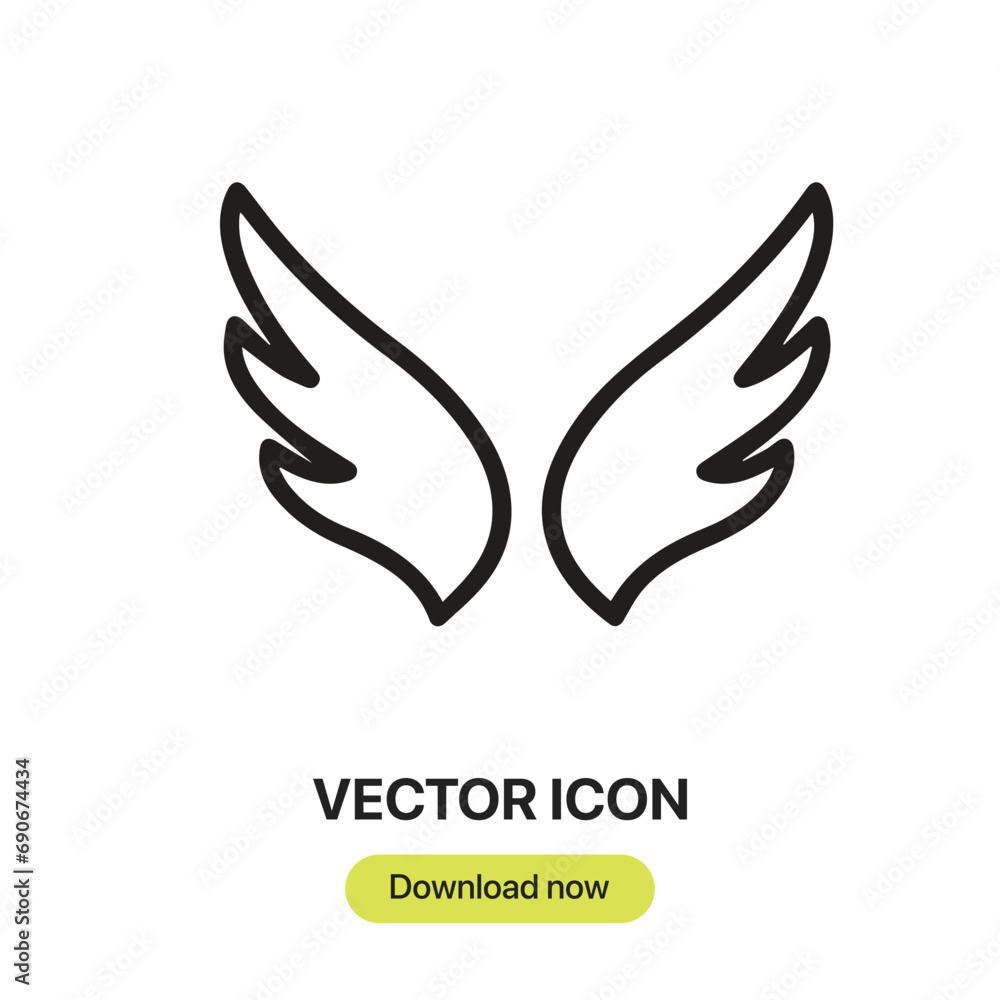Poster wings icon vector. linear-style sign for mobile concept and web design. wings symbol illustration. p