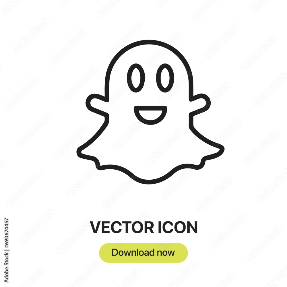 Leinwandbilder ghost icon vector. linear-style sign for mobile concept and web design. ghost symbol illustration. p