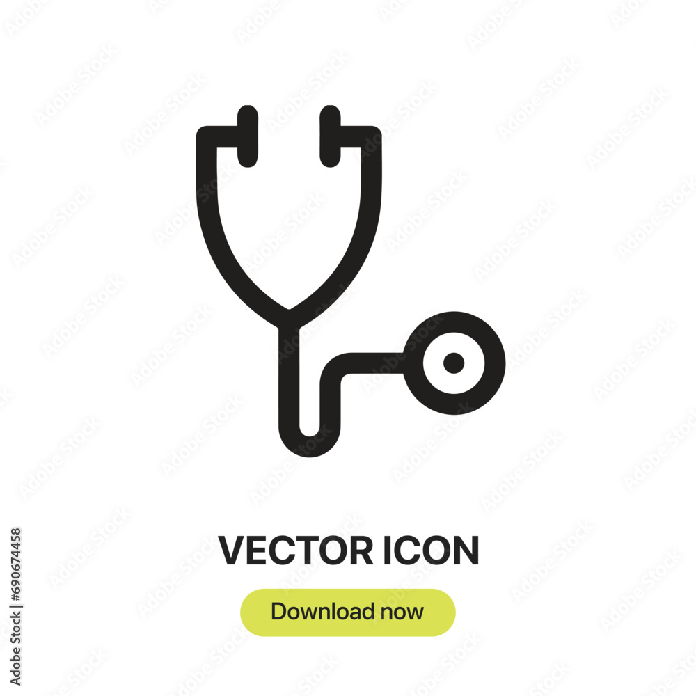 Poster stethoscope icon vector. linear-style sign for mobile concept and web design. stethoscope symbol ill