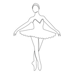 Ballet dance outline vector style continuous one line art drawing of beautiful women in the art