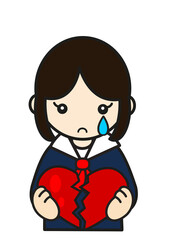 壊れたハートを持つ女子学生