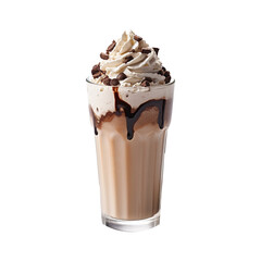 chocolate ice cream frappe on white transparent background