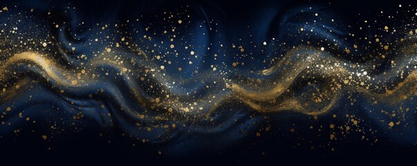 background of abstract glitter lights. blue, gold and black.