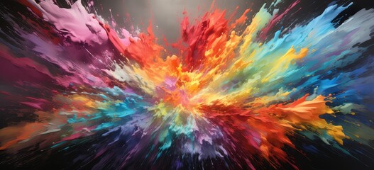 multikolorowa tapeta z rozbłyśniętym pyłem z kolorowych farb kolorów - obrazy, fototapety, plakaty
