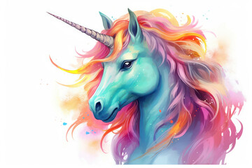 Obraz na płótnie Canvas Background dream horn animal art unicorn fantasy white head magic horse beauty illustration