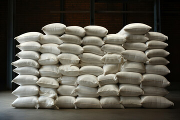 Sack background industrial bags white agriculture background warehouse rice material food grain
