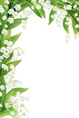 Lily of the Valley Frame isolated on white background