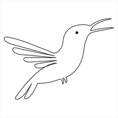 Hummingbird minimalist design continuous single line art drawing outline vector illustration