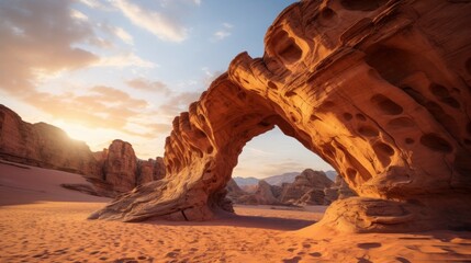 Amongst expansive red sands and spectacular sandstone rock formations, Hisma Desert, Saudi Arabia  Nature Reserve region is being designed to deliver protection and restoration of bio - obrazy, fototapety, plakaty