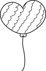 Valentine elements, line drawings for coloring books, cute, simple