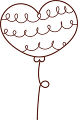 Valentine elements, line drawings for coloring books, cute, simple