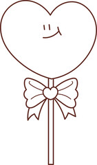 Valentine elements, line drawings for coloring books, cute, simple