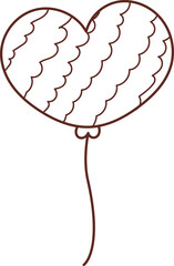 Valentine elements, line drawings for coloring books, cute, simple