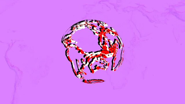 Moving circle space earth planet with a round asteroid 