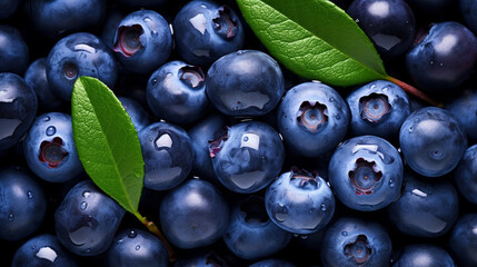 Fresh blueberries filling the entire frame, food background created with Generative Ai - obrazy, fototapety, plakaty