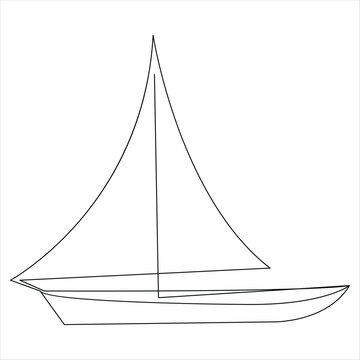 recommend clip art: Single line art drawing continuous on sailboat icon and outline vector minimalist design