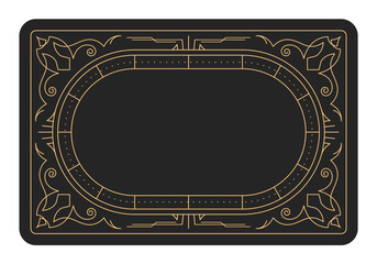 Magic style frame with ornamental border, pattern banner, reverse side of tarot cards, mystic oval frame, vector