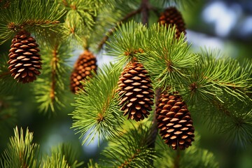 Pine Cone With A Branch Of Spruce Needles Isolated