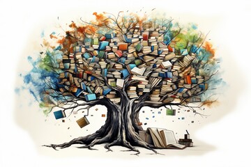 Knowledge Tree Color Vector Elements