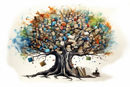 Knowledge Tree Color Vector Elements