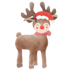 reindeer with santa hat