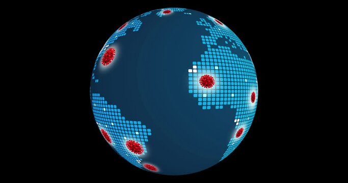coronavirus disease covid 2019 rotating globe motion graphic video