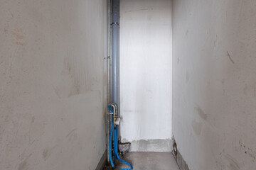 interior of the apartment without decoration in gray colors. rough finish