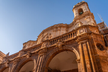 Fototapeta na wymiar Facade of Trapani Cathedral, Sicily, Italy, Europe