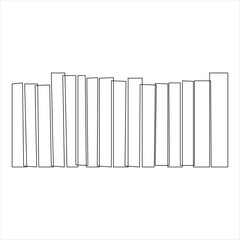 Continuous single line drawing books hand drawn isolated outline vector illustration decor design 
