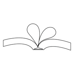 One line art drawing continuous opened book simple minimalistic outline vector illustration 