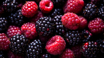 Fresh blackberries filling the entire frame created with Generative Ai