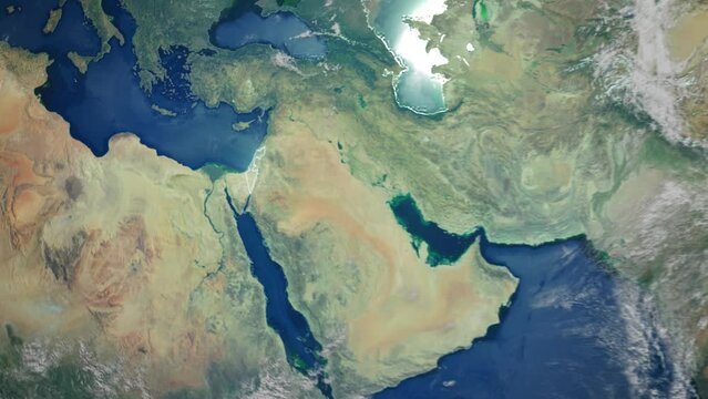 Realistic Earth Orbit and Zoom Glowing Borders Israel