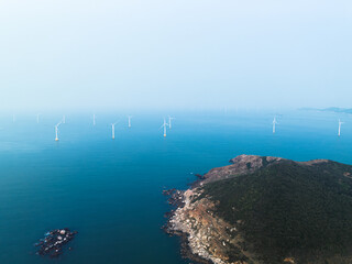Offshore wind farm in the sea.