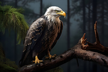 American bald eagle on a branch - Ai Generated
