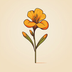 Fototapeta na wymiar Simple graphic of Freesia flower. Flat clean cartoon 2D illustration style