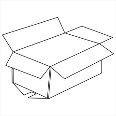 Continuous box single line art drawing outline vector illustration style