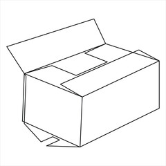 Continuous box single line art drawing outline vector illustration style