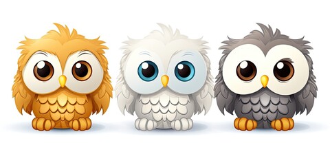 Fototapeta premium Little owns, cute big eyes. Generative AI Technology 