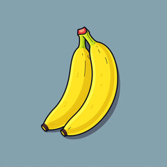 Simple graphic of a ripe Banana fruit. Flat clean cartoon 2D illustration style