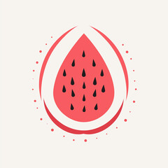 Simple graphic of a ripe Watermelon fruit. Flat clean cartoon 2D illustration style