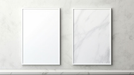 Stylish Interior Mockup: Two Blank Vertical Picture Frames on a Modern Wall - Creative Art Exhibition Template for Home Decor and Gallery Showcase. - obrazy, fototapety, plakaty