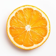 An orange cut in half on a white surface