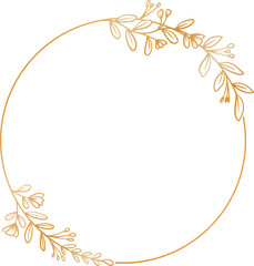 Luxury gold circle floral frame